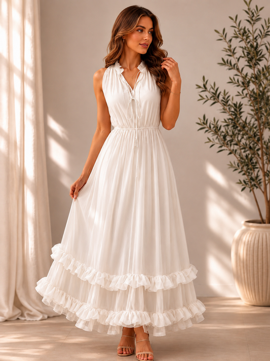 Перлено бяла дълга рокля